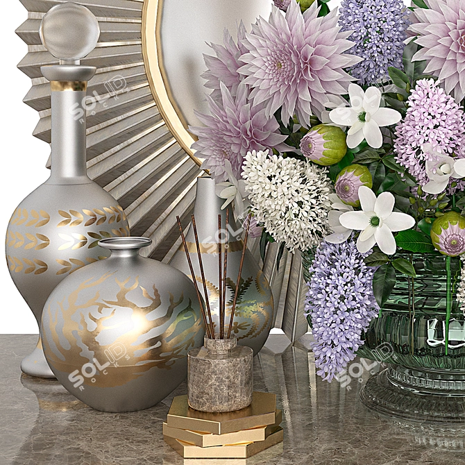 Elegant 3D Decor Set 3D model image 3