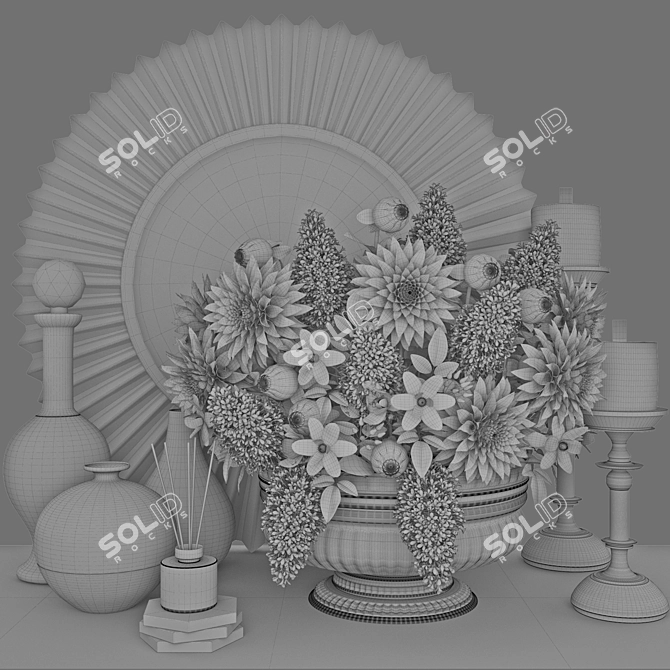 Elegant 3D Decor Set 3D model image 8