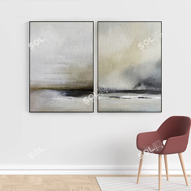 Modern Art Frames Set 3D model image 5