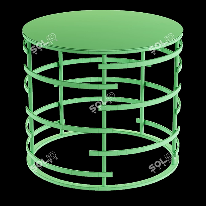 Saturn Black: Stylish Glass and Steel Side Table 3D model image 2