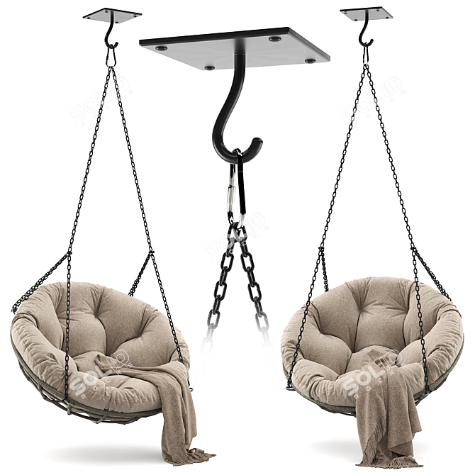 Hanging Papasan Chair - Ultimate Comfort in Style! 3D model image 4