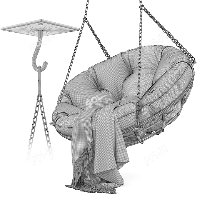 Hanging Papasan Chair - Ultimate Comfort in Style! 3D model image 7