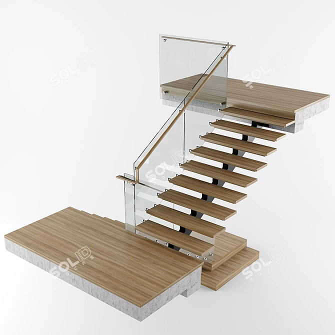 Sleek Modern Interior Staircase 3D model image 4