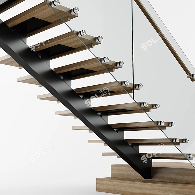 Sleek Modern Interior Staircase 3D model image 5