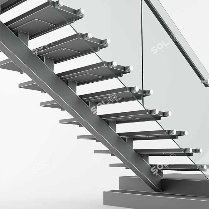 Sleek Modern Interior Staircase 3D model image 7