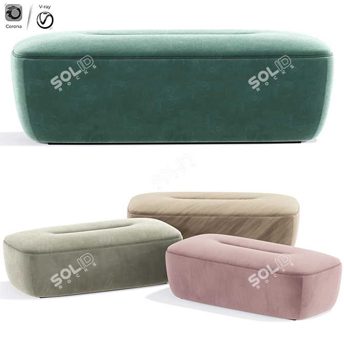 Adams Cream Boucle Ottoman: Luxurious Bench 3D model image 1