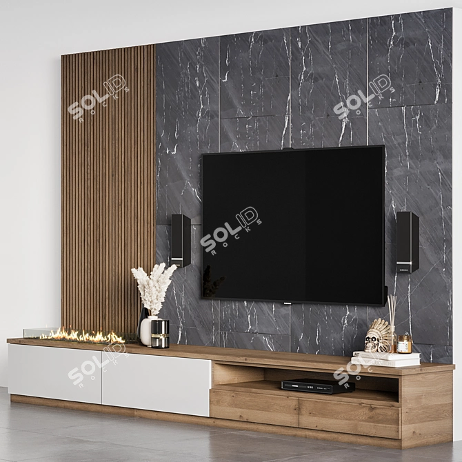 Sleek TV Wall 05 - High Quality & Detailed 3D model image 3