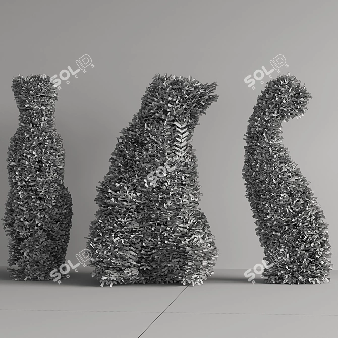 Nature-inspired Animal Bush Sculpture 3D model image 5