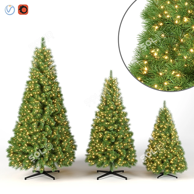 3D Christmas Tree with Lights 3D model image 1