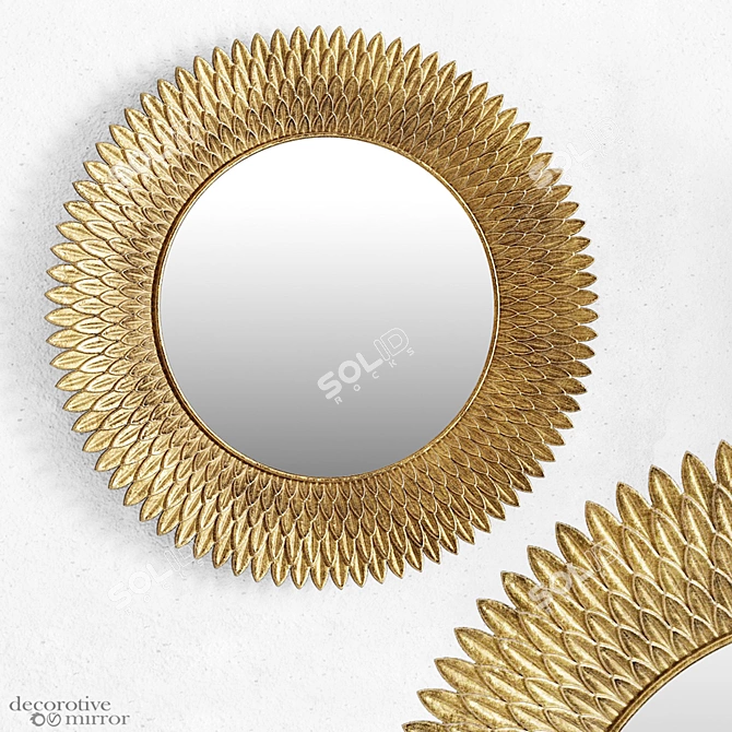 Antique Golden Resin Decor Mirror 3D model image 1