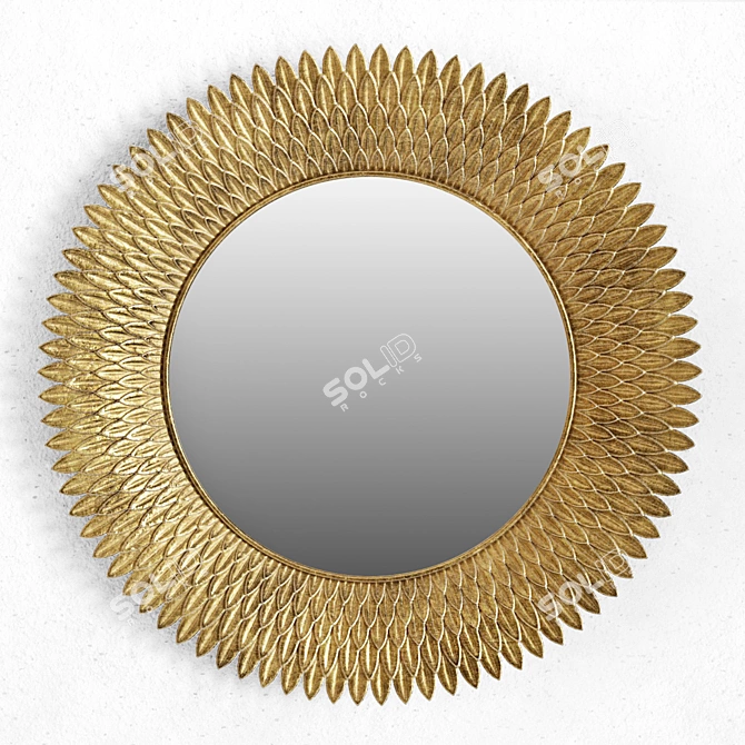 Antique Golden Resin Decor Mirror 3D model image 2