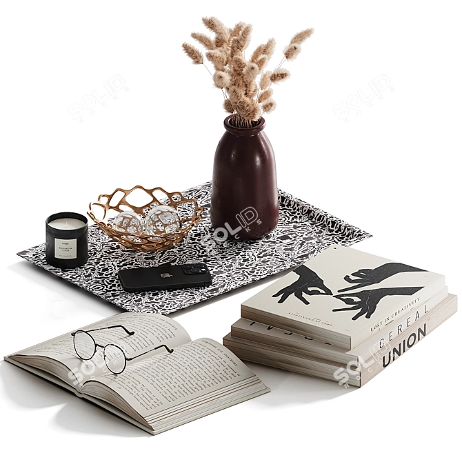 Modern Style Decorative Coffee Table Set 3D model image 3