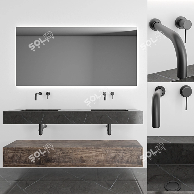 Modern Bathroom Set 3D model image 1