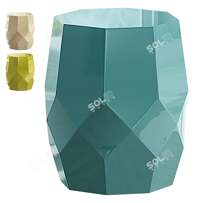 Teal Octagon Matrix Garden Stool 3D model image 1