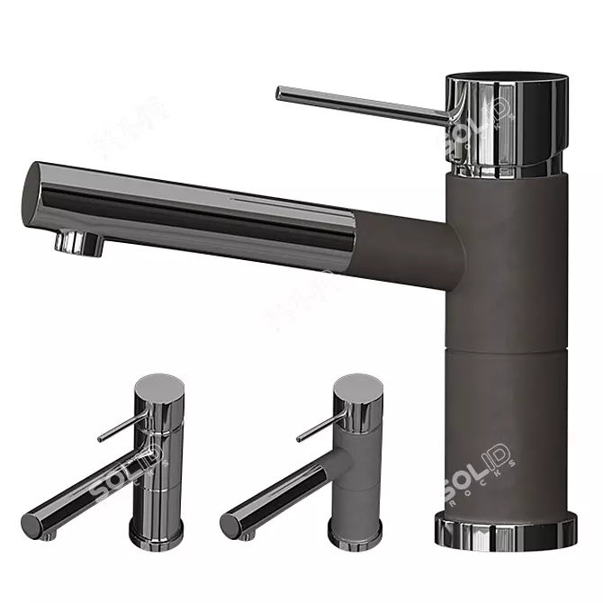 Sleek Black/Chrome Dual Finish Faucet 3D model image 2