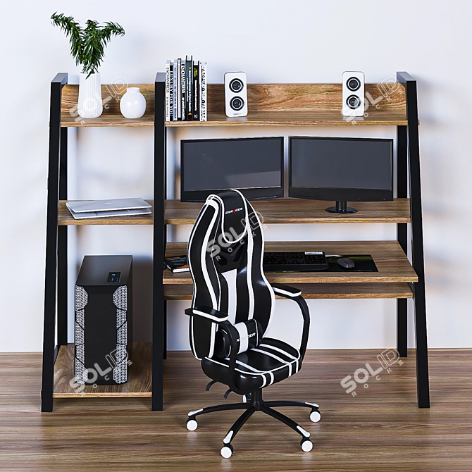 Elegant Office Furniture Set 3D model image 2