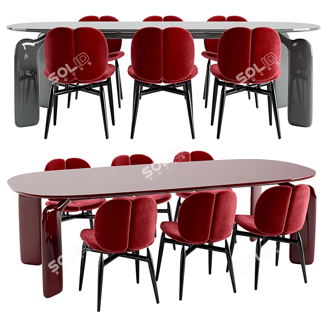 Contemporary PULP Lacquer Table & Chair 3D model image 1