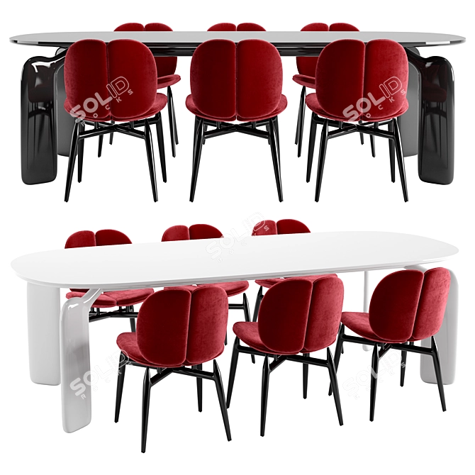 Contemporary PULP Lacquer Table & Chair 3D model image 2