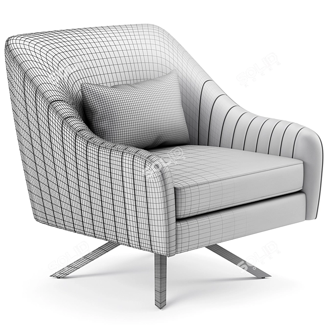 Elegant Paloma Velvet Swivel Chair 3D model image 1
