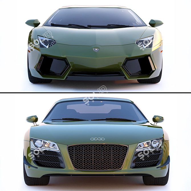 Ultimate Supercars: Audi R8 & Lamborghini Aventador 3D model image 2