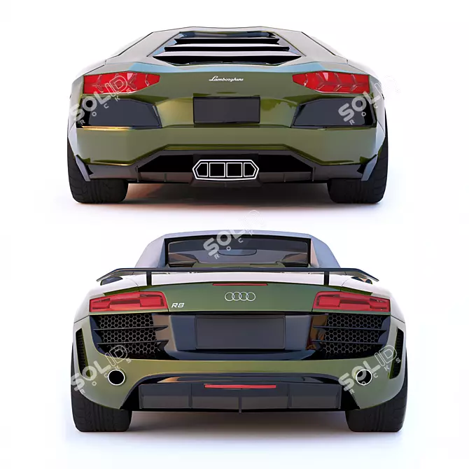 Ultimate Supercars: Audi R8 & Lamborghini Aventador 3D model image 3