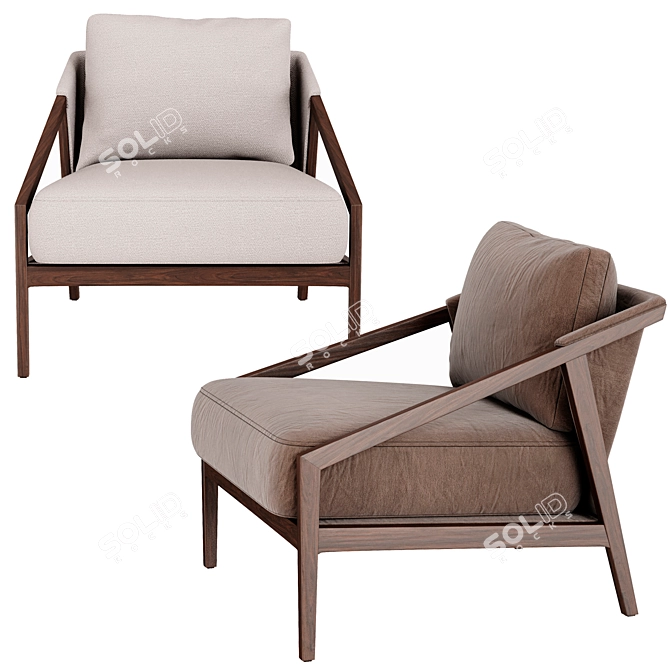 Vintage Occasional Armchair 3D model image 3