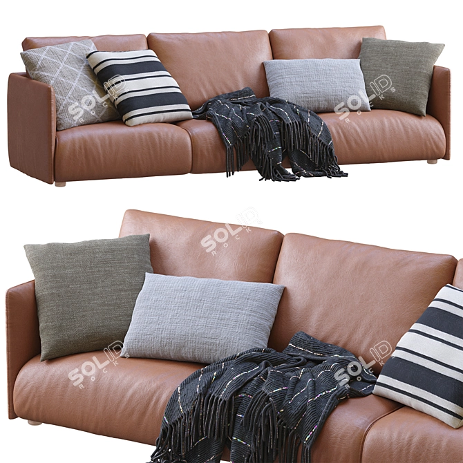 Sleek Leather Sofa: Ultimate Comfort & Style 3D model image 3