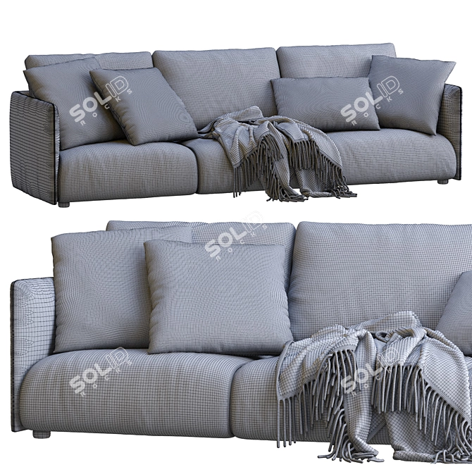 Sleek Leather Sofa: Ultimate Comfort & Style 3D model image 5