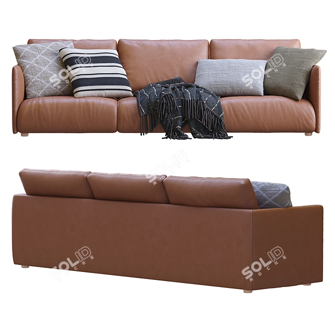 Sleek Leather Sofa: Ultimate Comfort & Style 3D model image 7