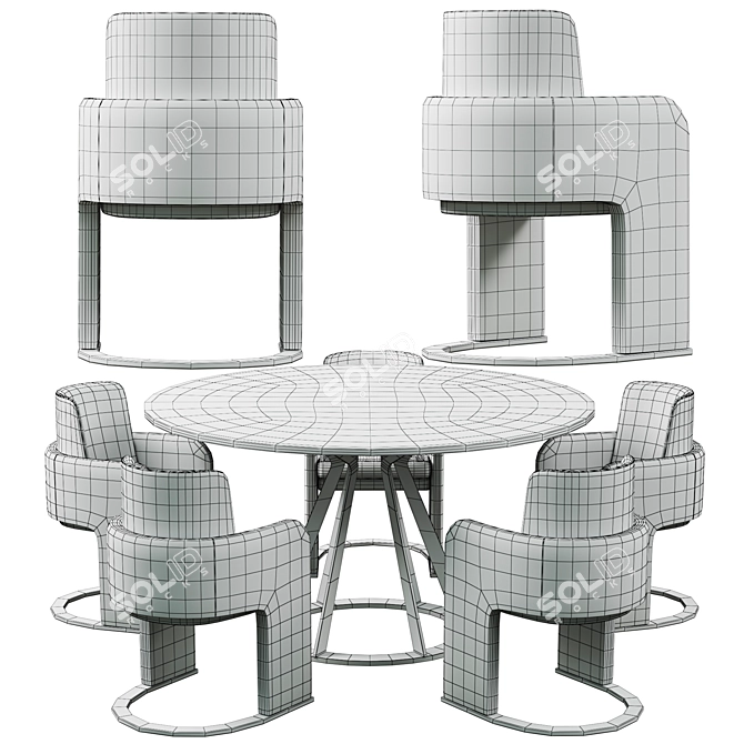 Modern ODISSEIA Chair with MITOS Table Set 3D model image 5