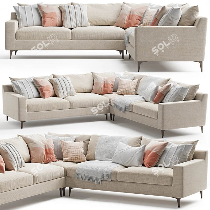 Sleek Sloan Corner Sofa: Modern Comfort for Your Home 3D model image 1