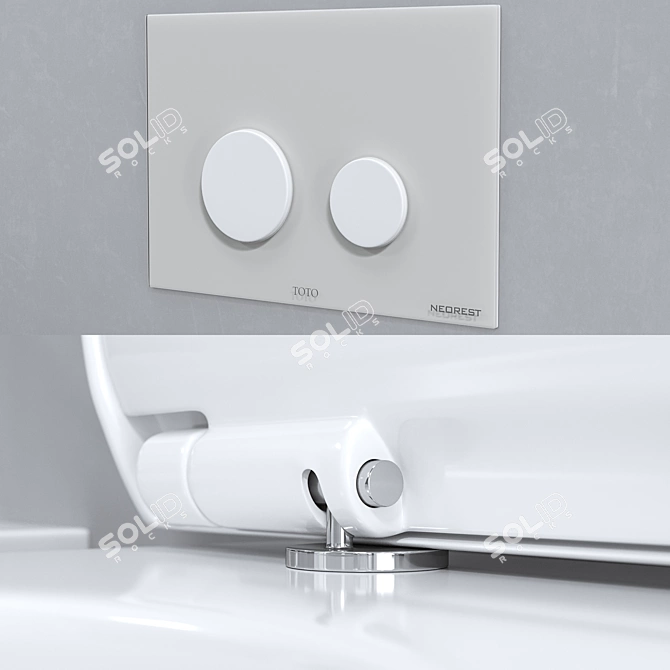 Title: TOTO Wall-Hung Toilet and Bidet 3D model image 5