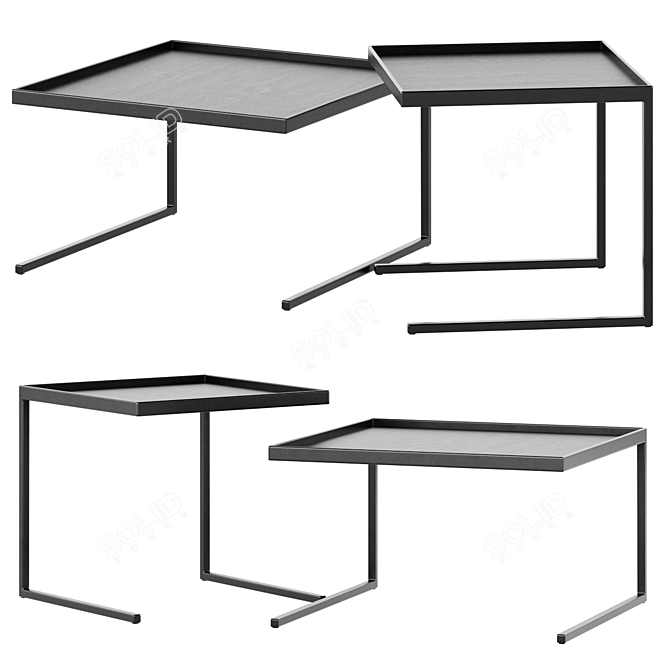  Modern Square Tray Coffee Table Set 3D model image 2