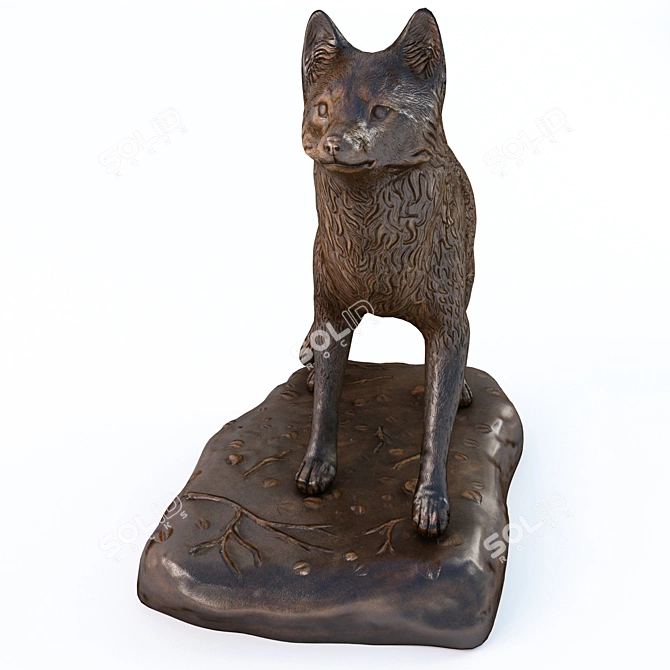 Graceful Fox Sculpture 3D model image 2