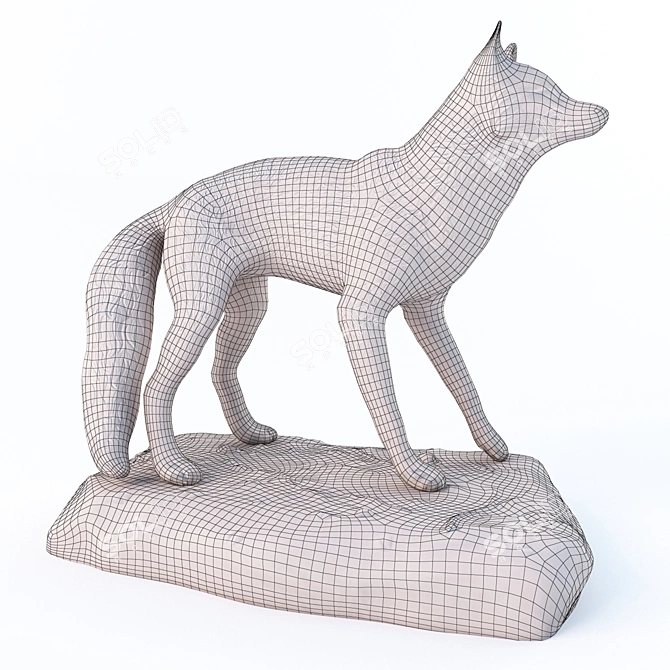 Graceful Fox Sculpture 3D model image 6