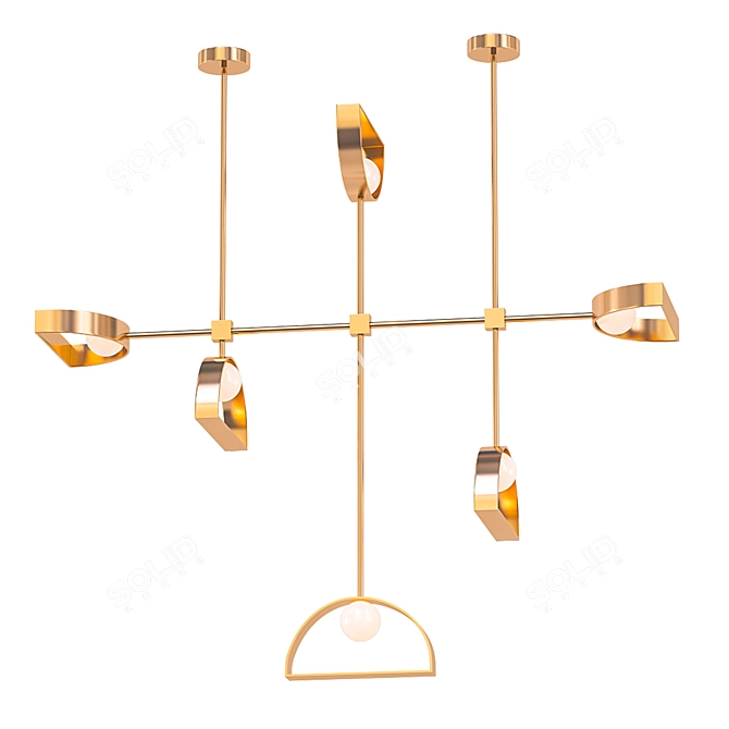 Brass Sphere Pendant Lamp 3D model image 1
