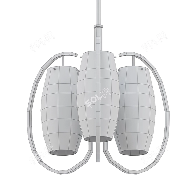 Vintage Italian Satin Glass Chandelier 3D model image 2