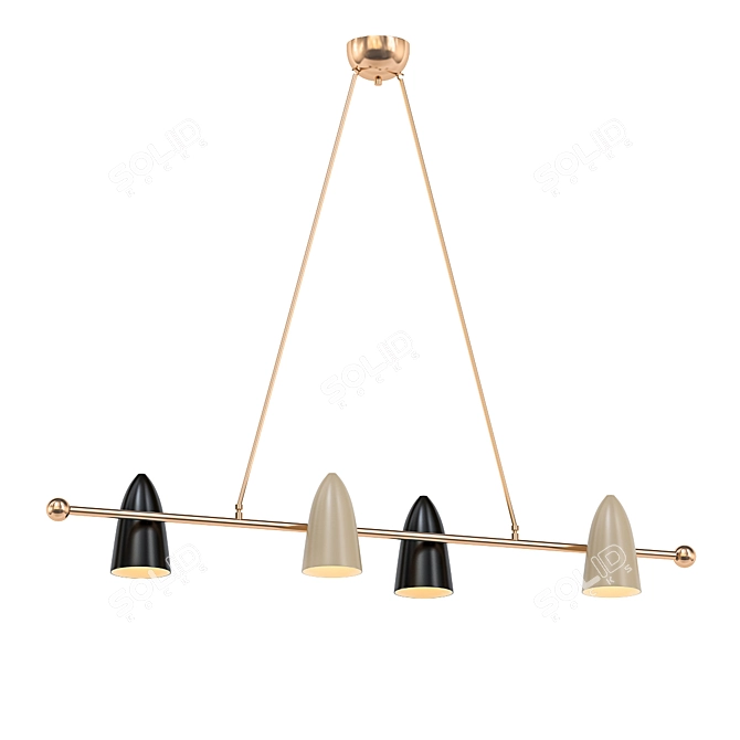 Elegant Black & Cream Chandelier 3D model image 1
