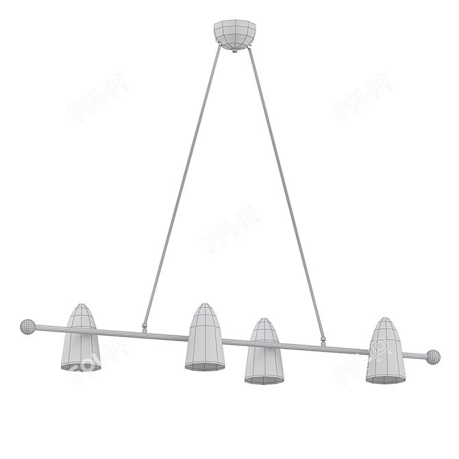 Elegant Black & Cream Chandelier 3D model image 2