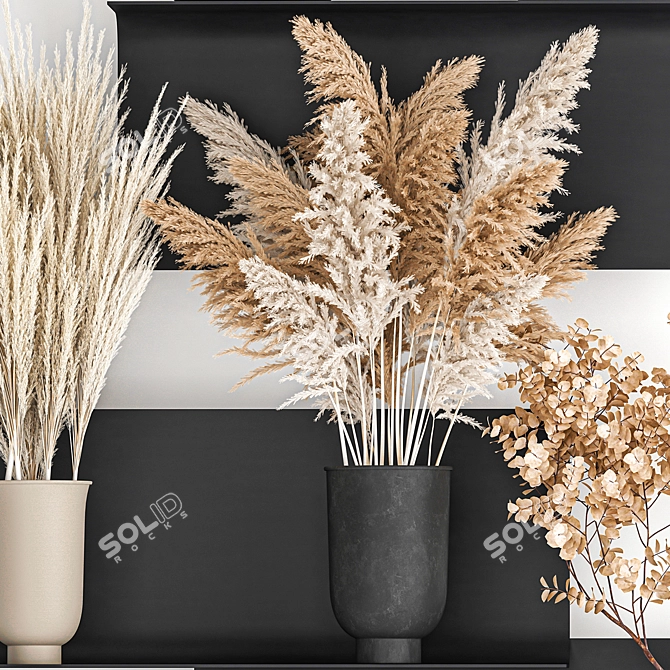 Title: Elegant Dried Reed Bouquet in Cyclades Vase 3D model image 4