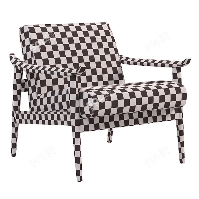 Stylish Mid-Century Upholstered Chair 3D model image 6
