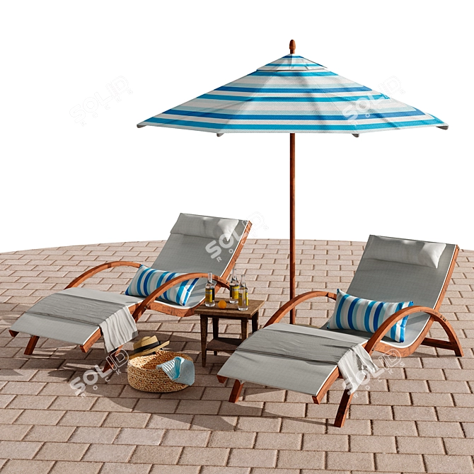 Seaside Oasis Outdoor Lounge Set 3D model image 2