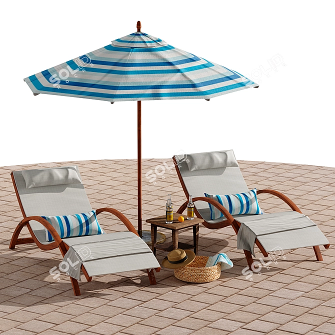 Seaside Oasis Outdoor Lounge Set 3D model image 3