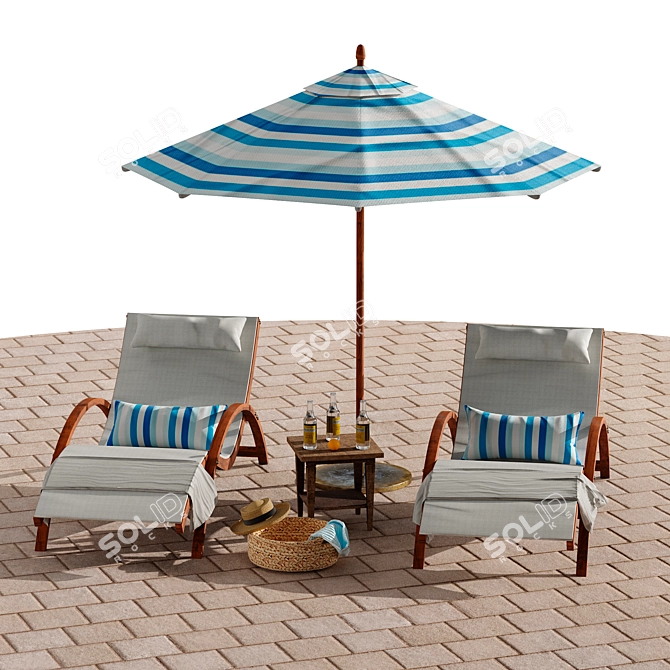 Seaside Oasis Outdoor Lounge Set 3D model image 6