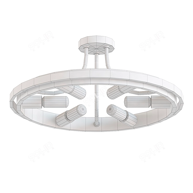 Industrial Loft Chandelier with Concentric Rings 3D model image 2