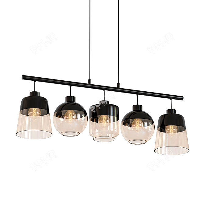 Modern Oval Black and Beige Pendant Light 3D model image 1