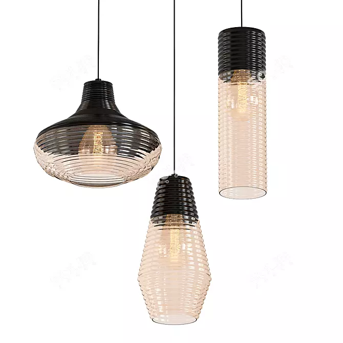 Scandinavian Glass Pendant Light 3D model image 1