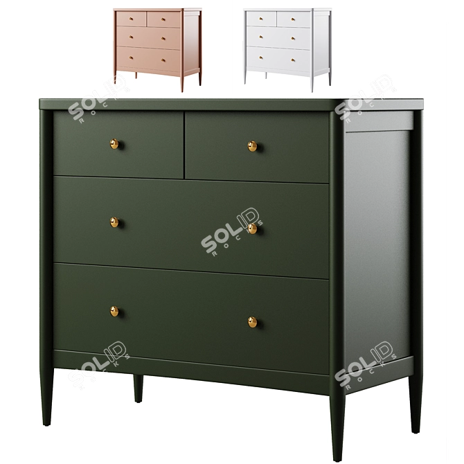 Title: Hampshire Kids 4-Drawer Dresser - Crate and Kids 3D model image 1