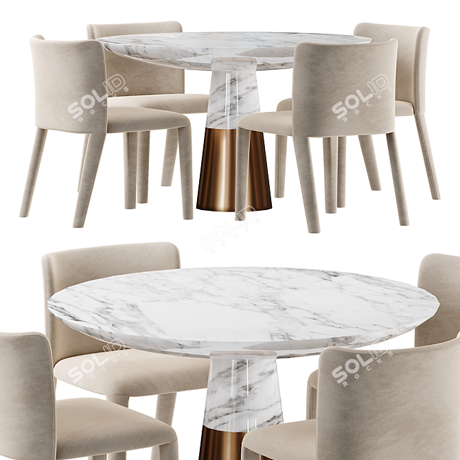 Potocco Lars Dining Table - Elegant and Stylish Ensemble 3D model image 2