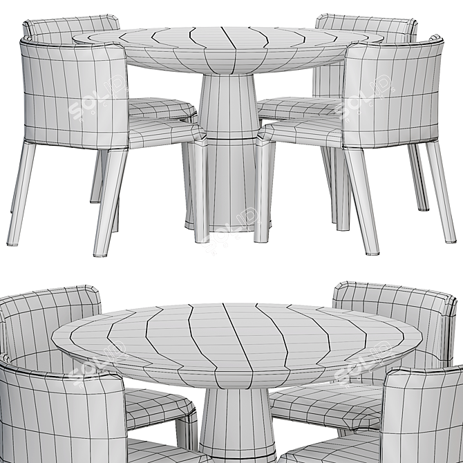 Potocco Lars Dining Table - Elegant and Stylish Ensemble 3D model image 5